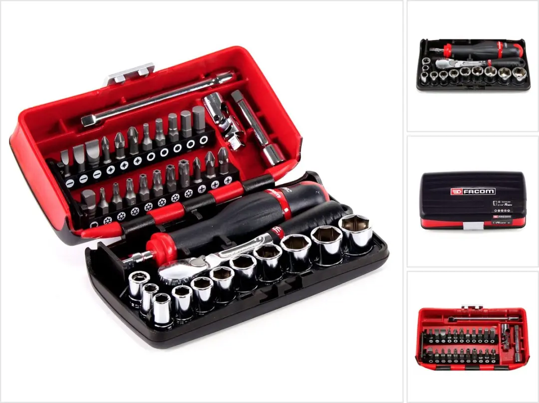 FACOM RL.NANO1 Dopsleutelset 1/4 inch - 38-delig - Zwart/Rood