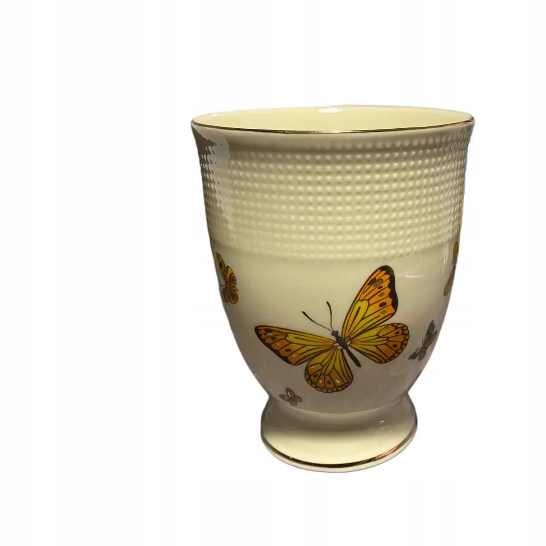 Duo Ecru Mok met Vlindermotief - New Bone China - afbeelding 2 van 5
