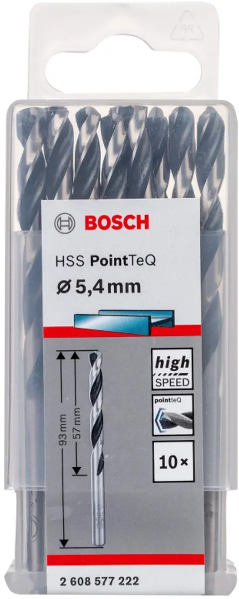 Bosch 10x HSS PointTeQ DIN 338 5,4 x 57 x 93 mm
