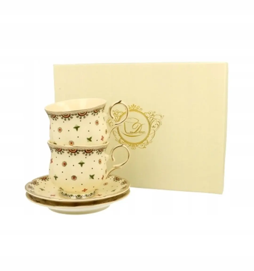 Duo Casablanca Mokken met Schotels - 2 Stuks - Porselein Multicolor