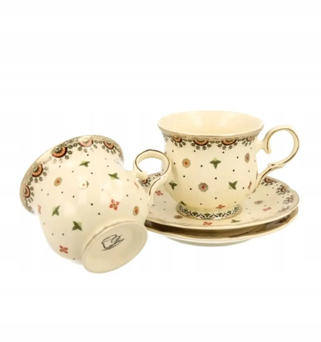 Duo Casablanca Mokken met Schotels - 2 Stuks - Porselein Multicolor