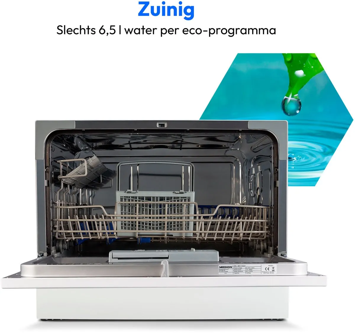 Medion MD37496 Tafelvaatwasser 6 Couverts - 7 Programma's - 47dB - Wit