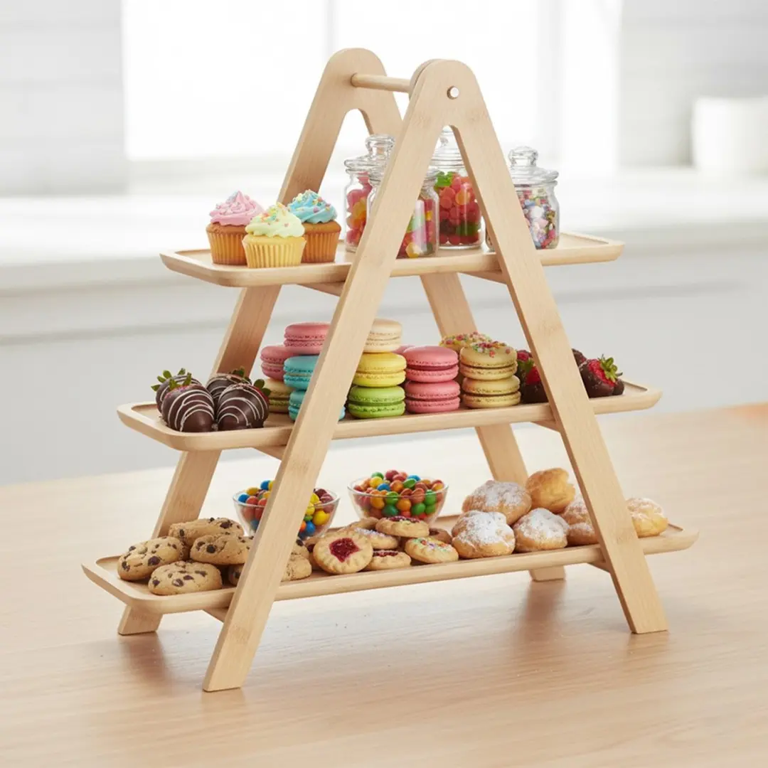 Excellent Houseware Bamboe Etagère 43x13,5x39cm - Beige