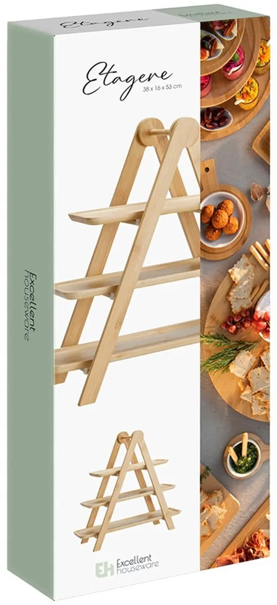 Excellent Houseware Bamboe Etagère 43x13,5x39cm - Beige