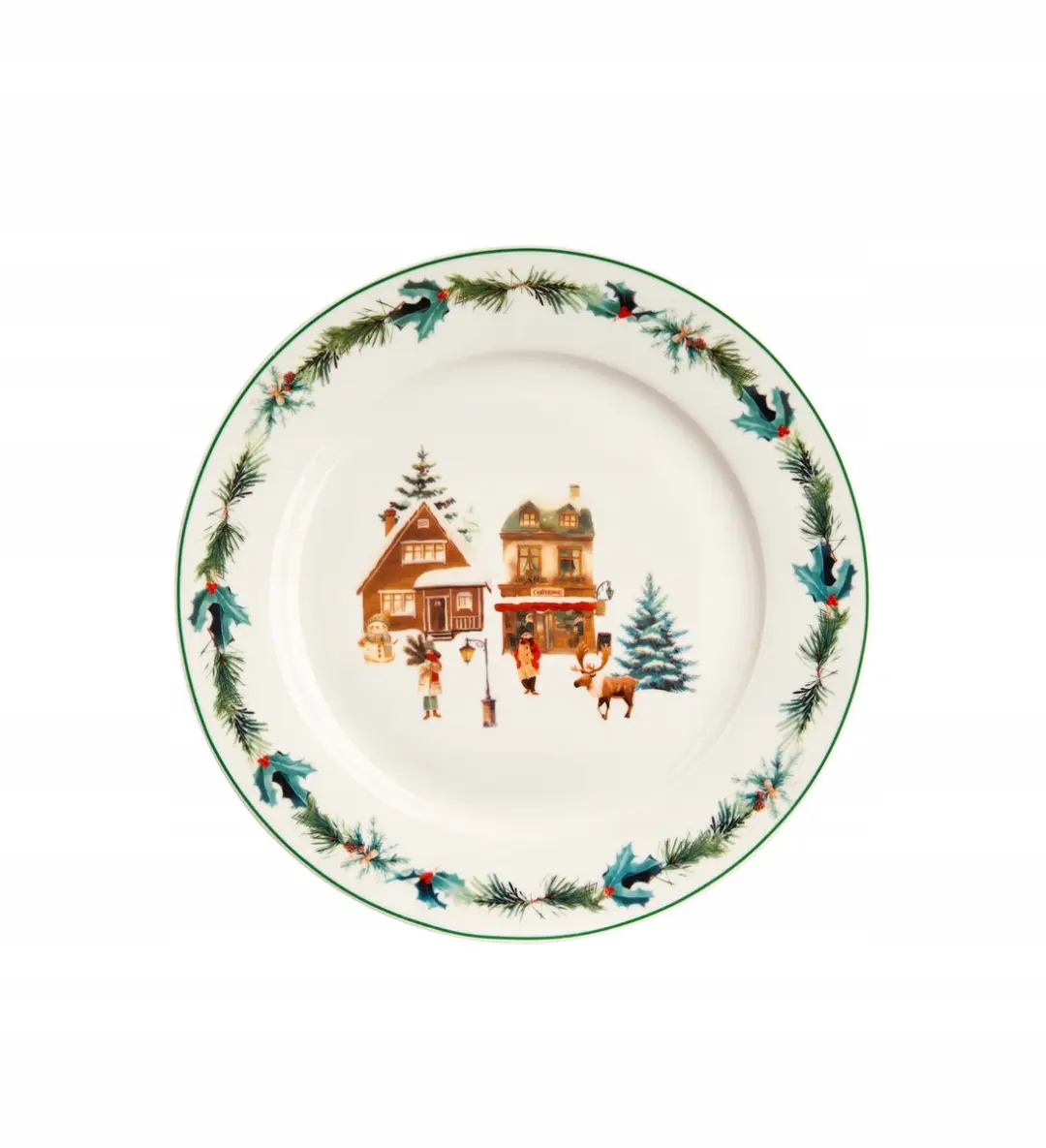 Duo Grote Kersttafel Schotel Kerstdorp Collectie - Crème-wit
