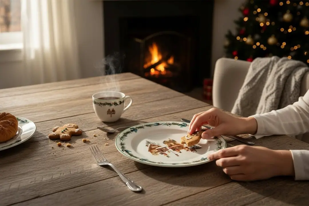 Duo Grote Kersttafel Schotel Kerstdorp Collectie - Crème-wit