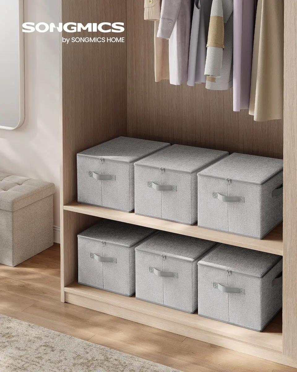 Songmics Opvouwbare Stofbox 3-delig - 30L Lichtgrijs