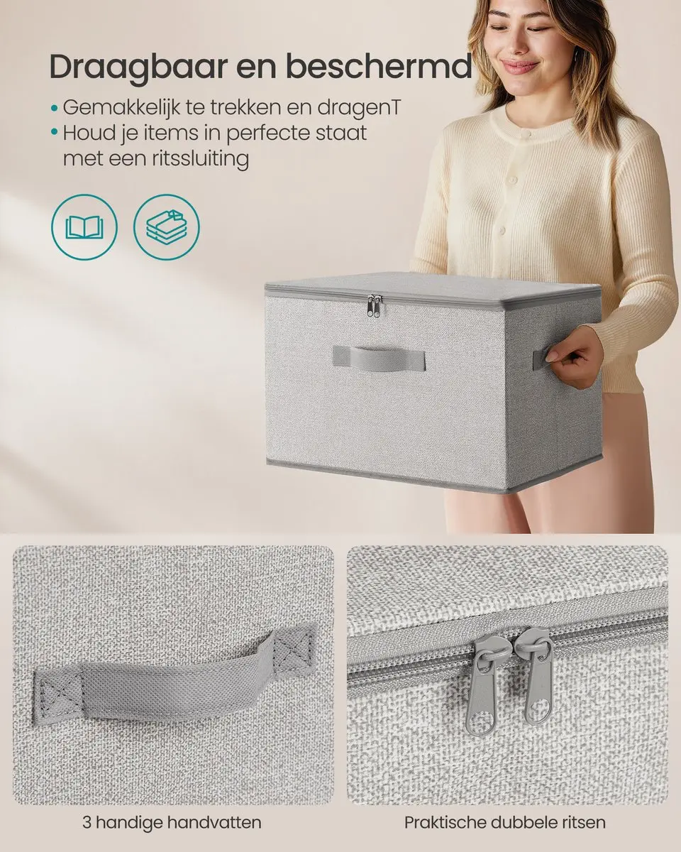 Songmics Opvouwbare Stofbox 3-delig - 30L Lichtgrijs