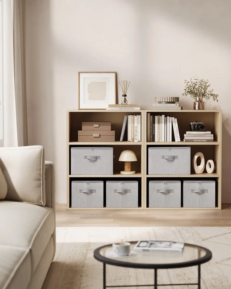 Songmics Opvouwbare Stofbox 3-delig - 30L Lichtgrijs