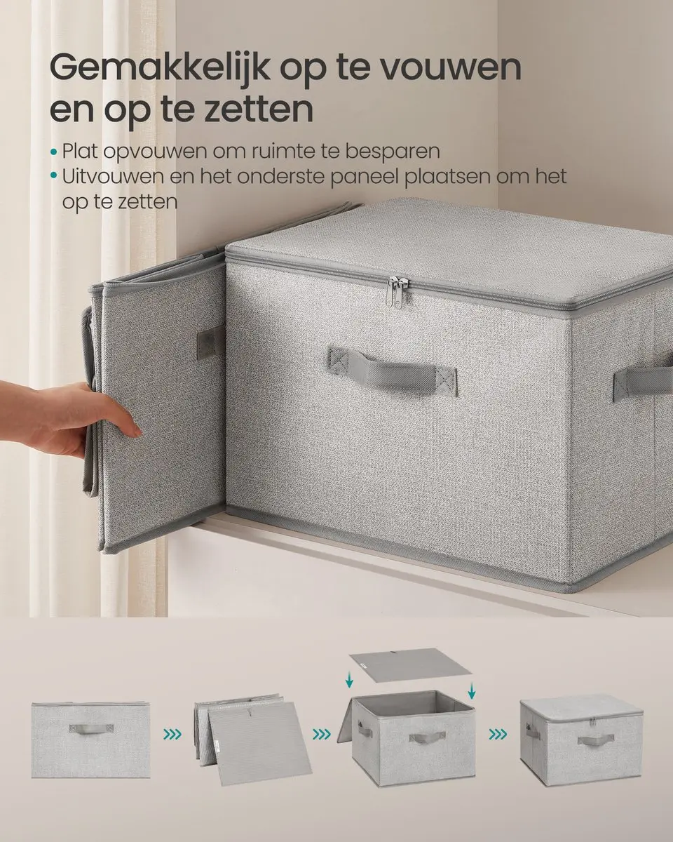 Songmics Opvouwbare Stofbox 3-delig - 30L Lichtgrijs