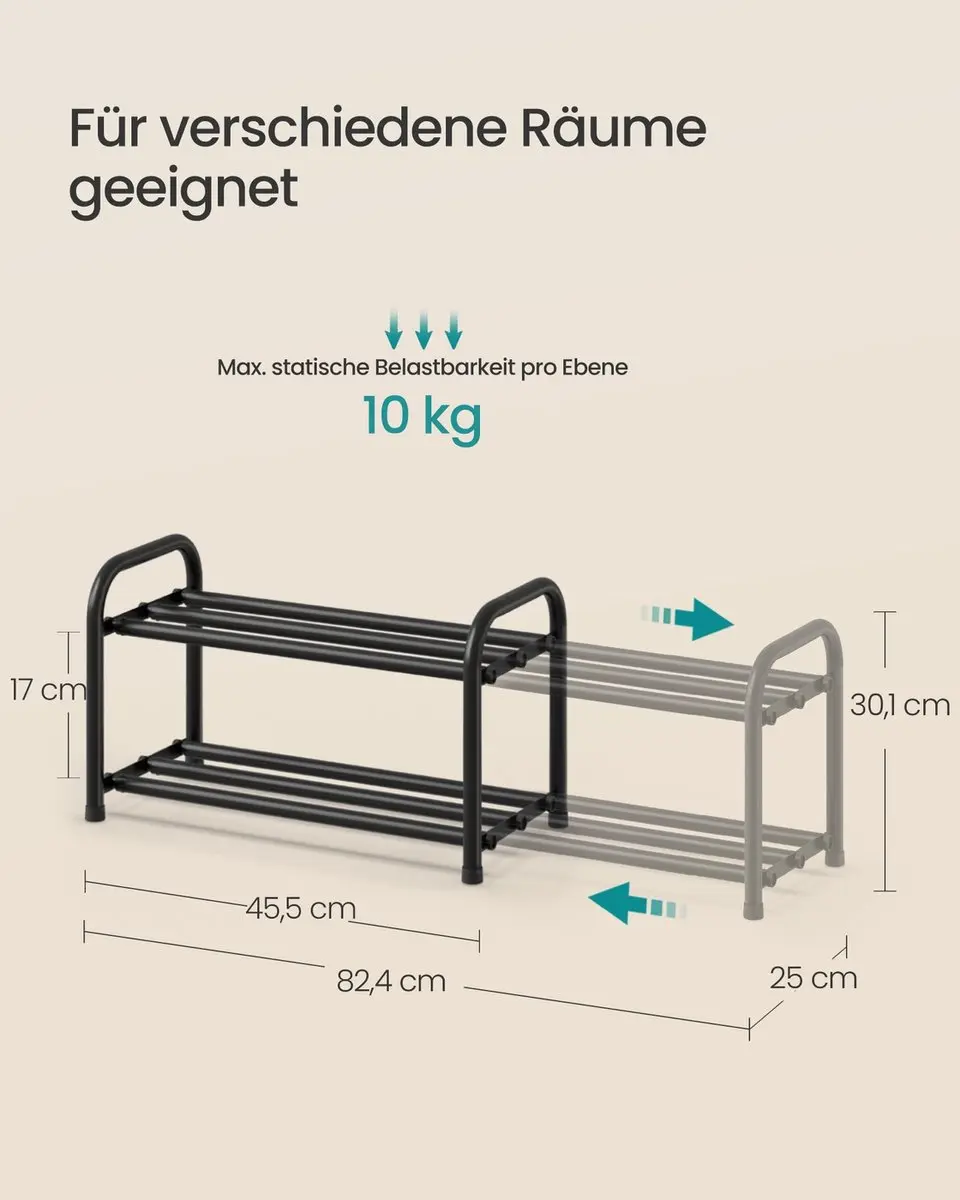 Songmics Uitschuifbaar Schoenenrek 2 Niveaus - 8 Paar