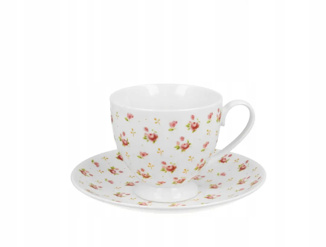 Duo Eleni Porseleinen Kop in Schotel 220ml - Bloemendecor - 2 Stuks