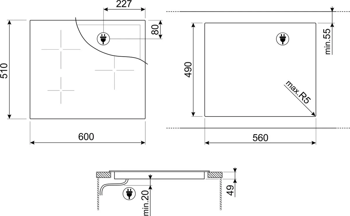 Smeg SI2M7643B Inductiekookplaat 4 Zones