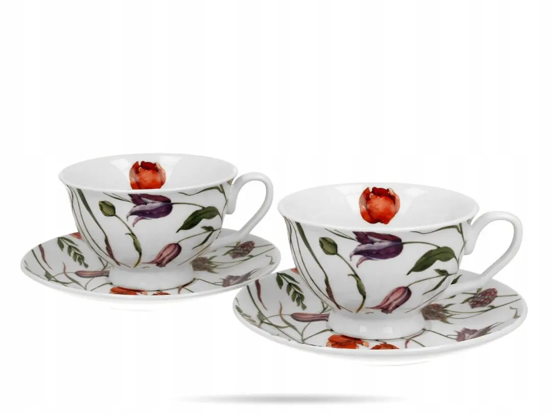 Duo Royal Porseleinen Bloemokken met Schotels - 250ml - 2 Stuks Multicolor