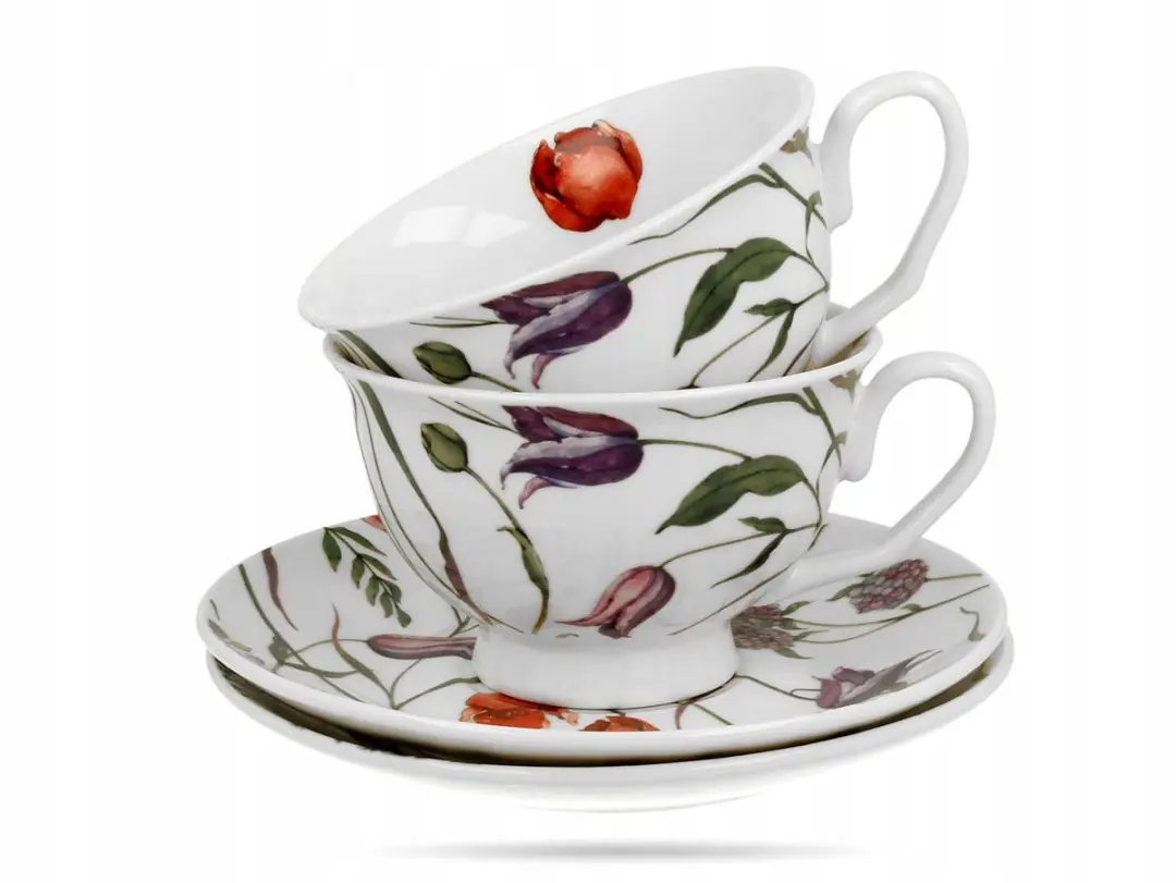 Duo Royal Porseleinen Bloemokken met Schotels - 250ml - 2 Stuks Multicolor