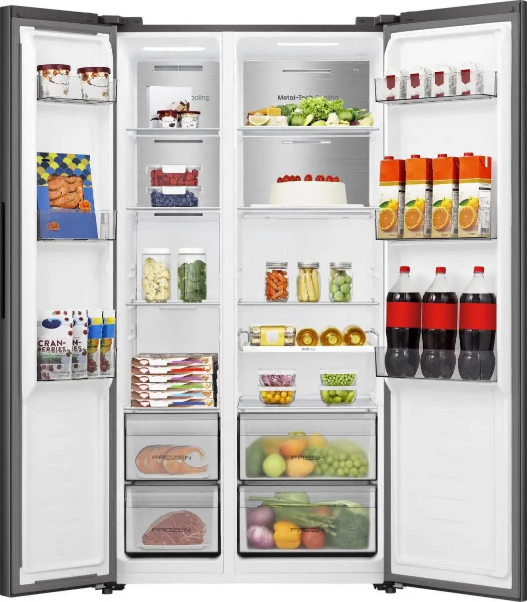 Hisense RS3P538NAFE Side-by-Side Koelkast 527L - Zwart/Inox