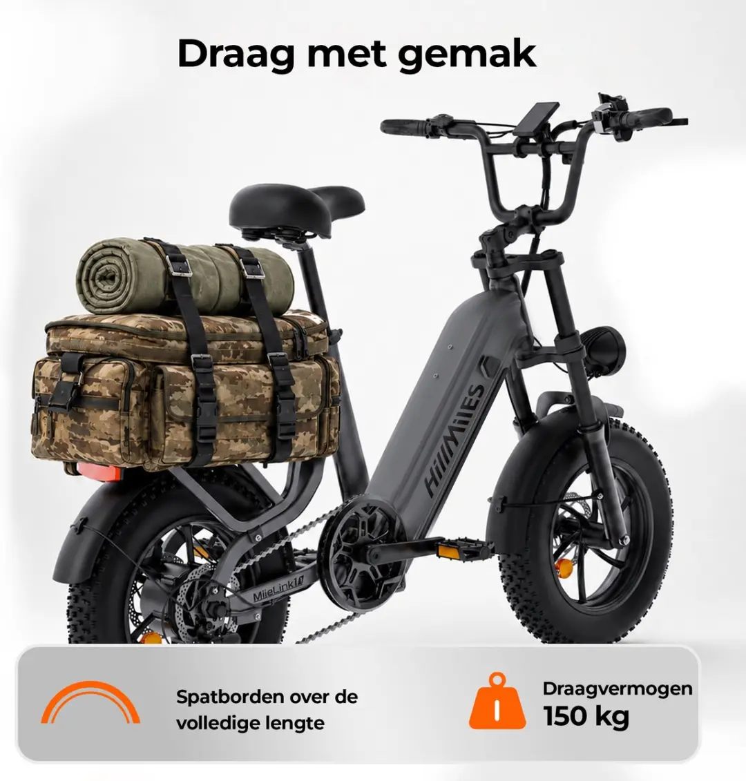 HillMiles MileLink 1 Elektrische Fiets - 250W 65Nm - Grijs