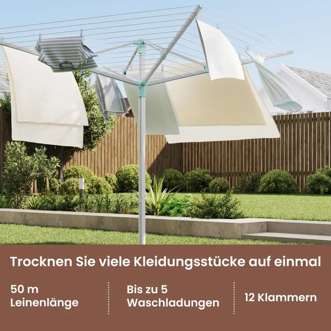 Songmics Waslijn Zwart - In hoogte verstelbaar