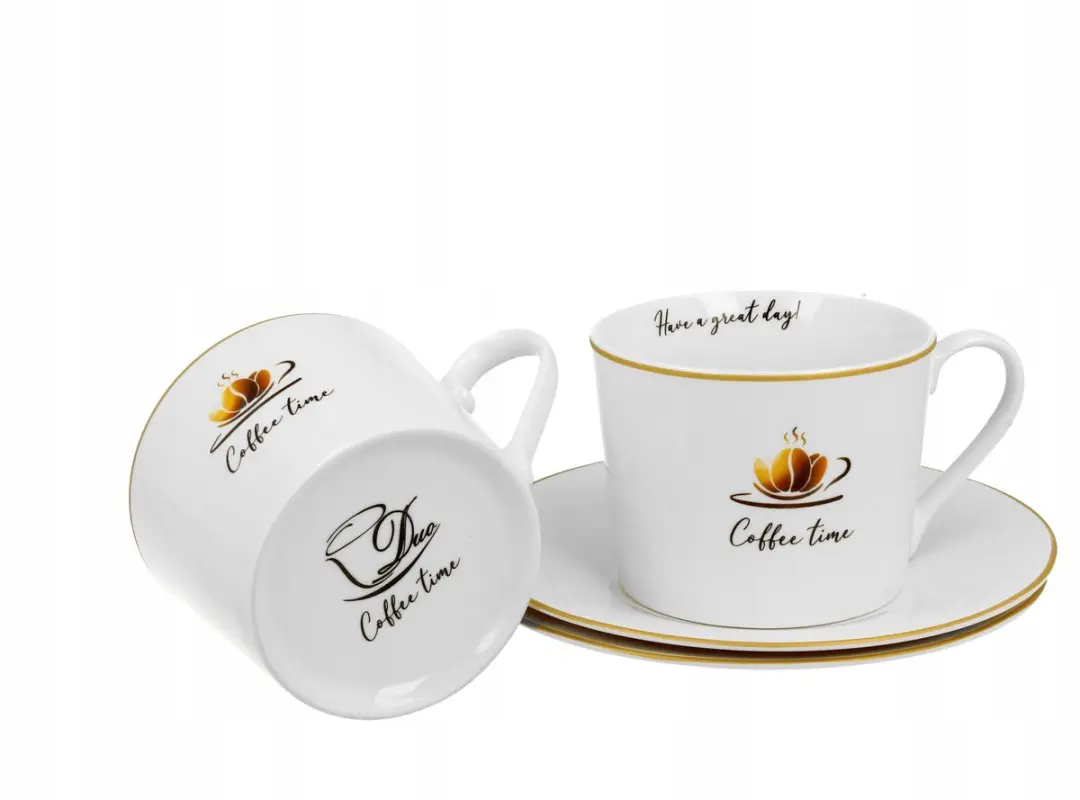Duo Koffiekopjes met Schotels 230ml - Multicolor - 2 Stuks