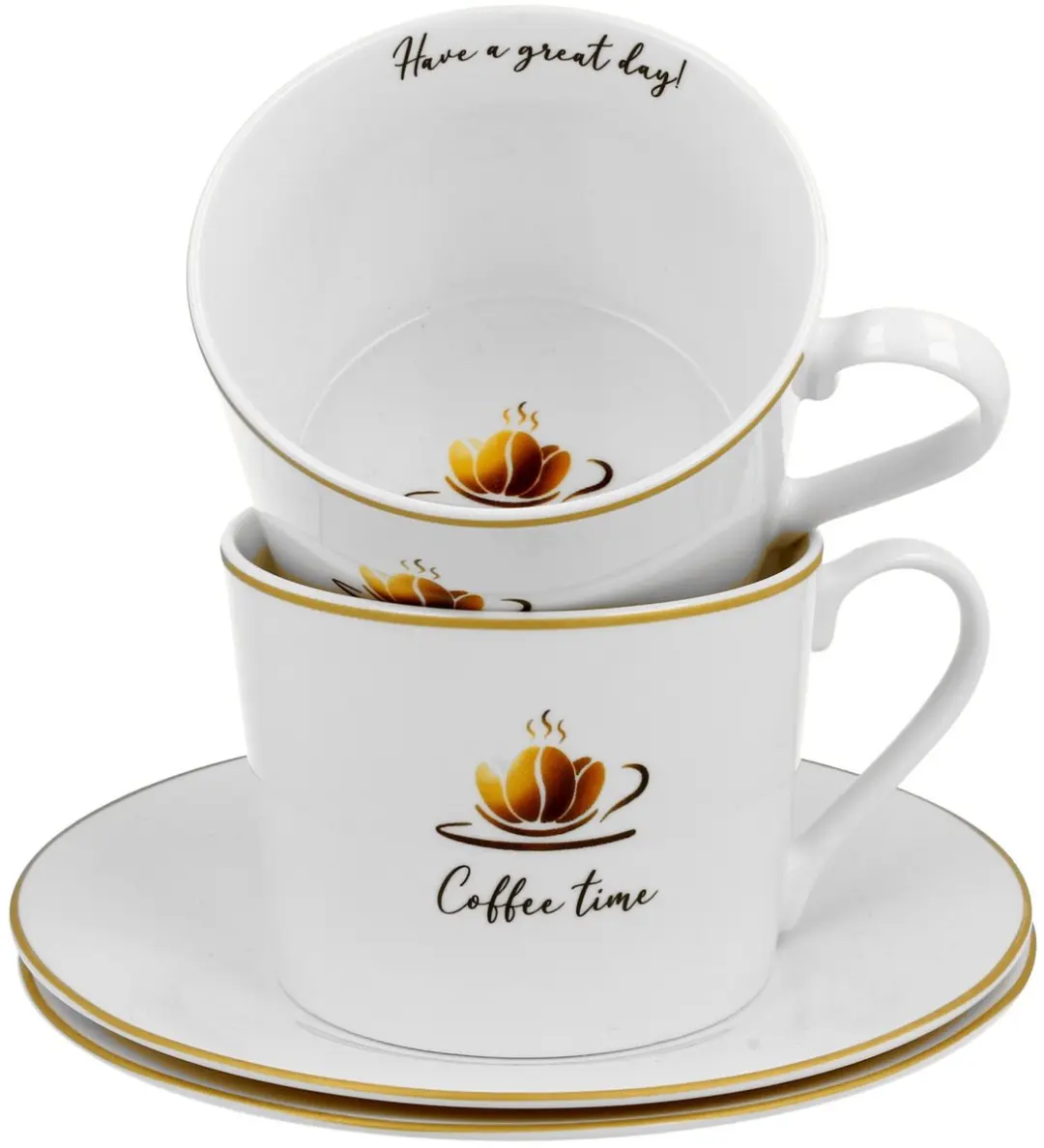 Duo Koffiekopjes met Schotels 230ml - Multicolor - 2 Stuks