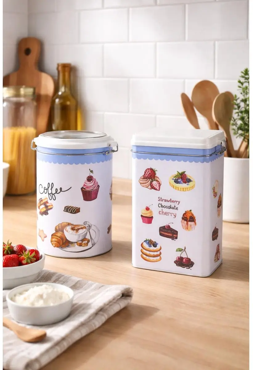 Excellent Houseware Keukenvoorraadblik 2x - Multi - 12x8x20cm - afbeelding 4 van 4