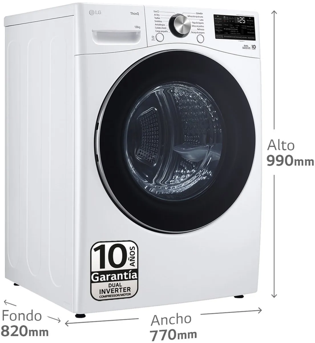 LG RH18U8AVCW Warmtepompdroger 18kg - Wit - afbeelding 6 van 6