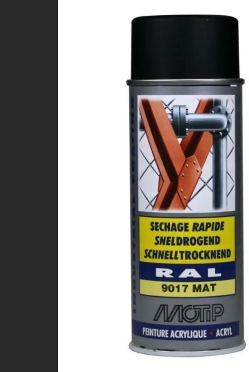 Motip Acryllak Mat RAL 9017 Verkeerszwart 400ml