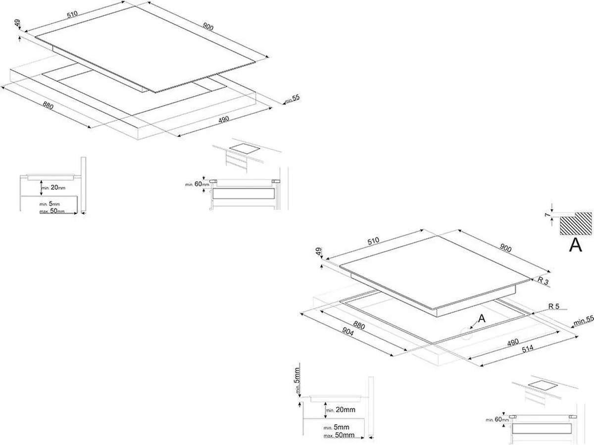 Smeg Universal SI2M7953D Inductiekookplaat 90cm - 5 Zones - Zwart