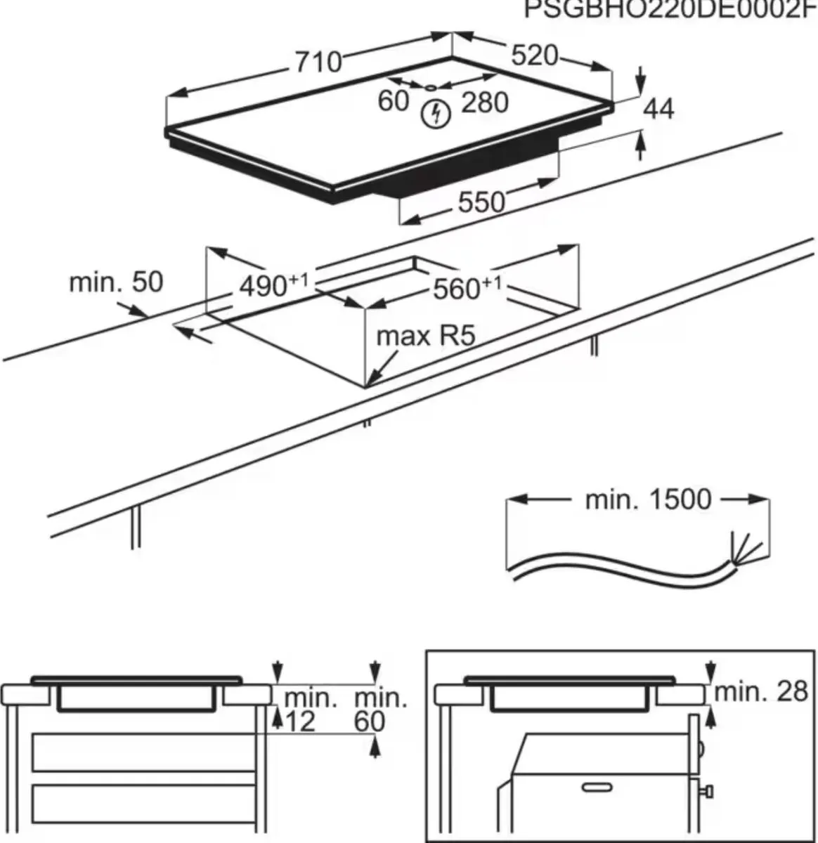 AEG IKE74440CB Inductie Inbouwkookplaat - 4 Zones - Zwart