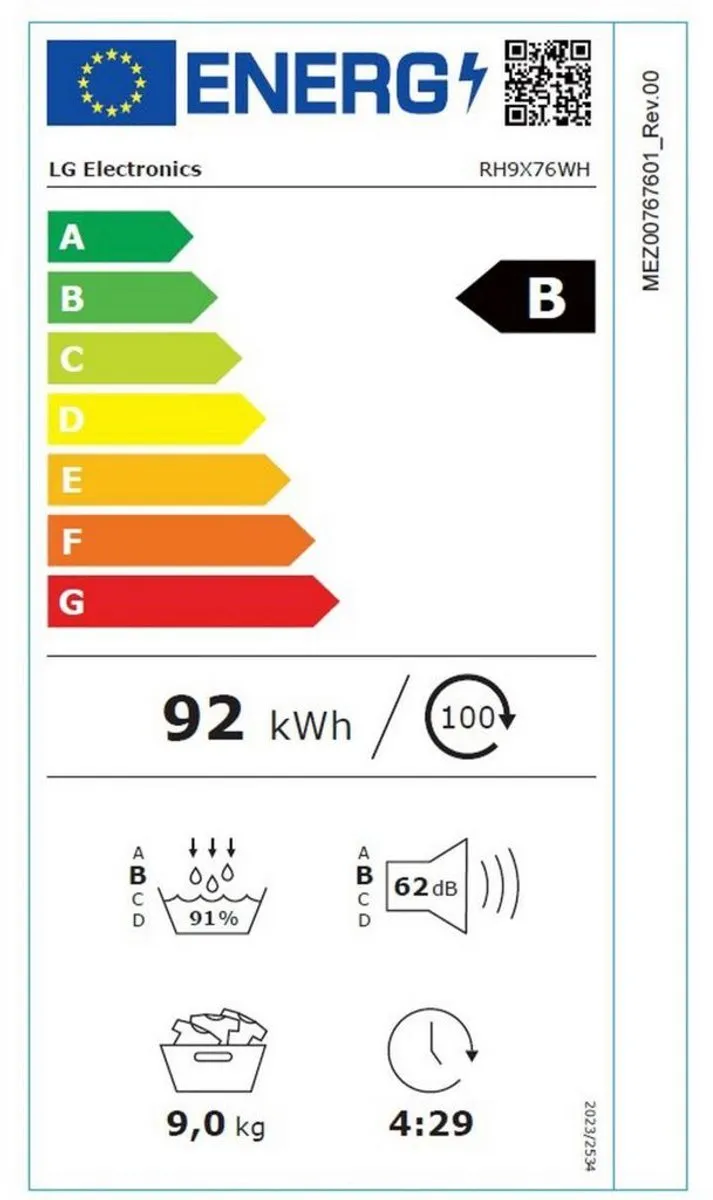 LG RH9X76WH Warmtepompdroger 9kg - Wit