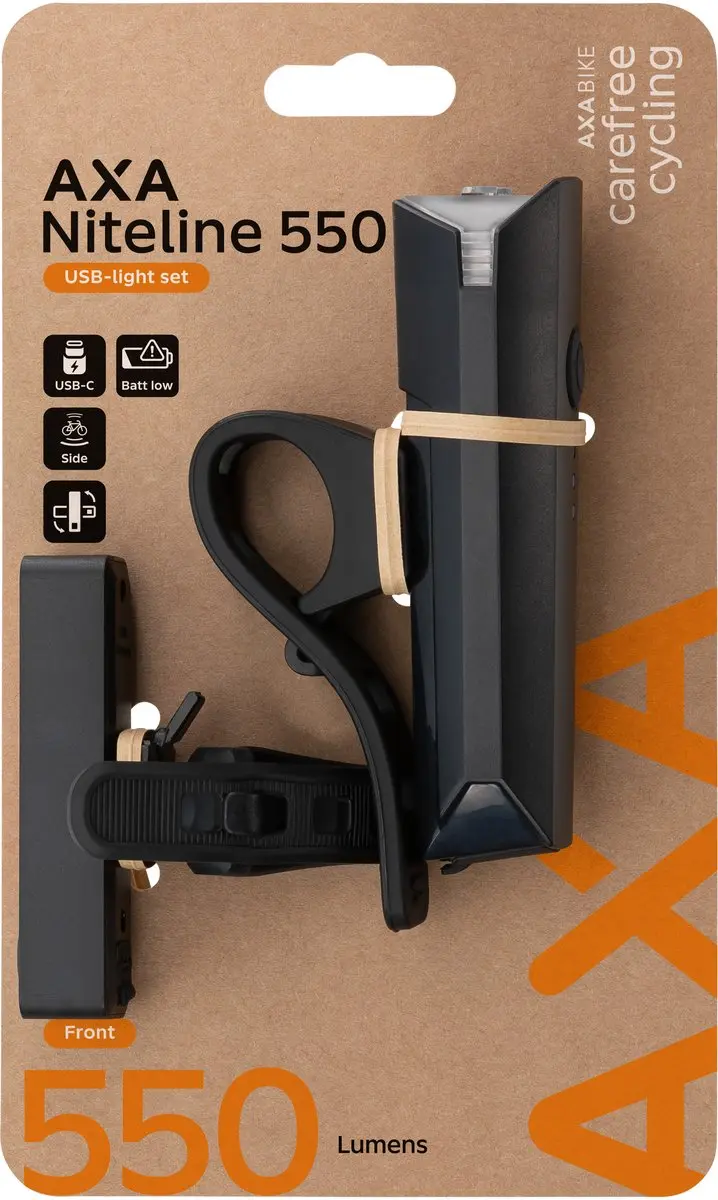 Axa Niteline 550 Fietsverlichting Set - USB-C - Zwart - afbeelding 6 van 6