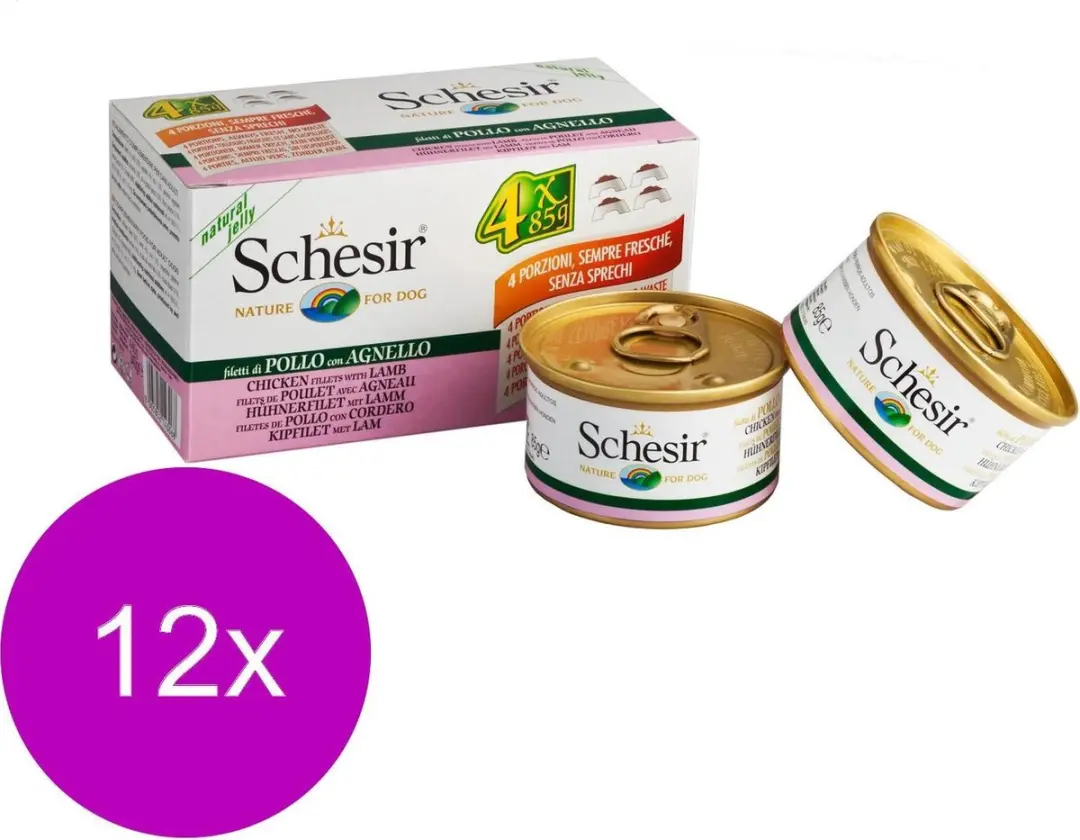 Schesir Hond Blik Gelei Kip & Lam Multipack
