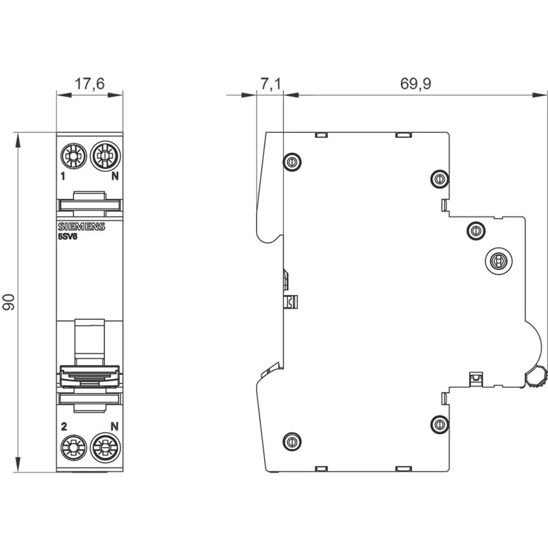 Siemens 5SV60167KK16 Brandbeveiligingsschakelaar 16A 2-polig - Wit