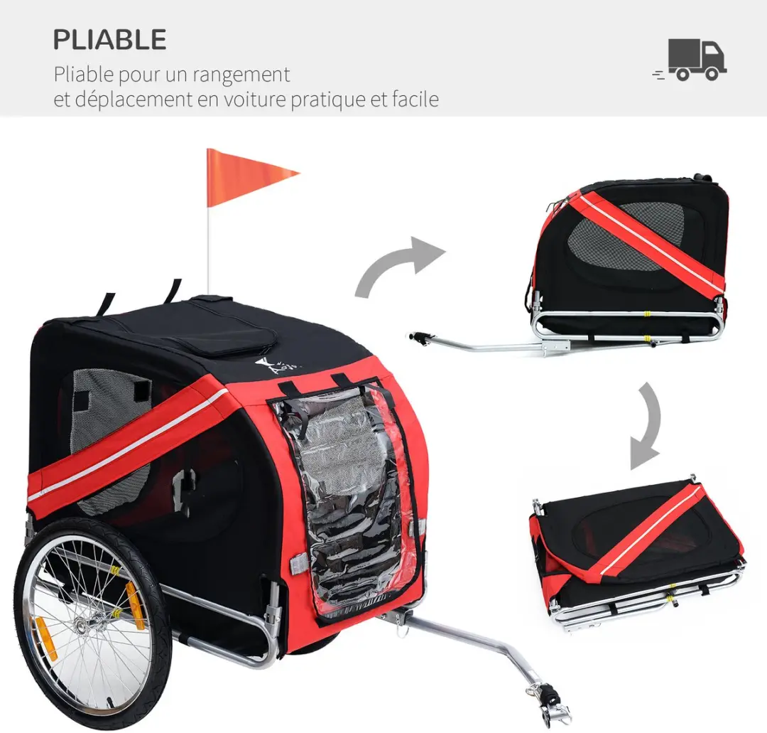 Pawhut Fietsaanhanger Huisdieren 130x73x90cm - Zwart