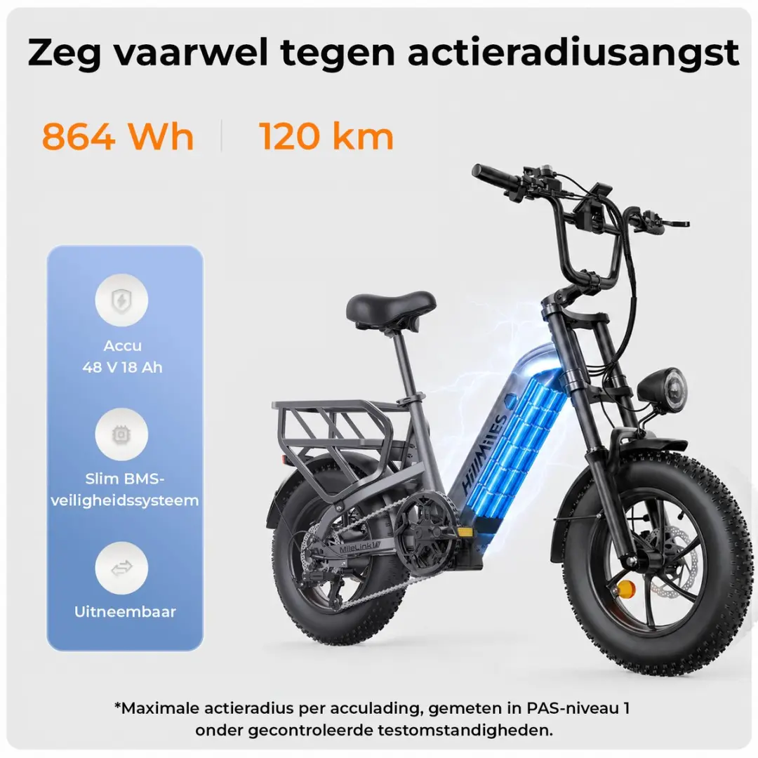 HillMiles MileLink 1 Elektrische Fiets 250W - 48V 18Ah Groen
