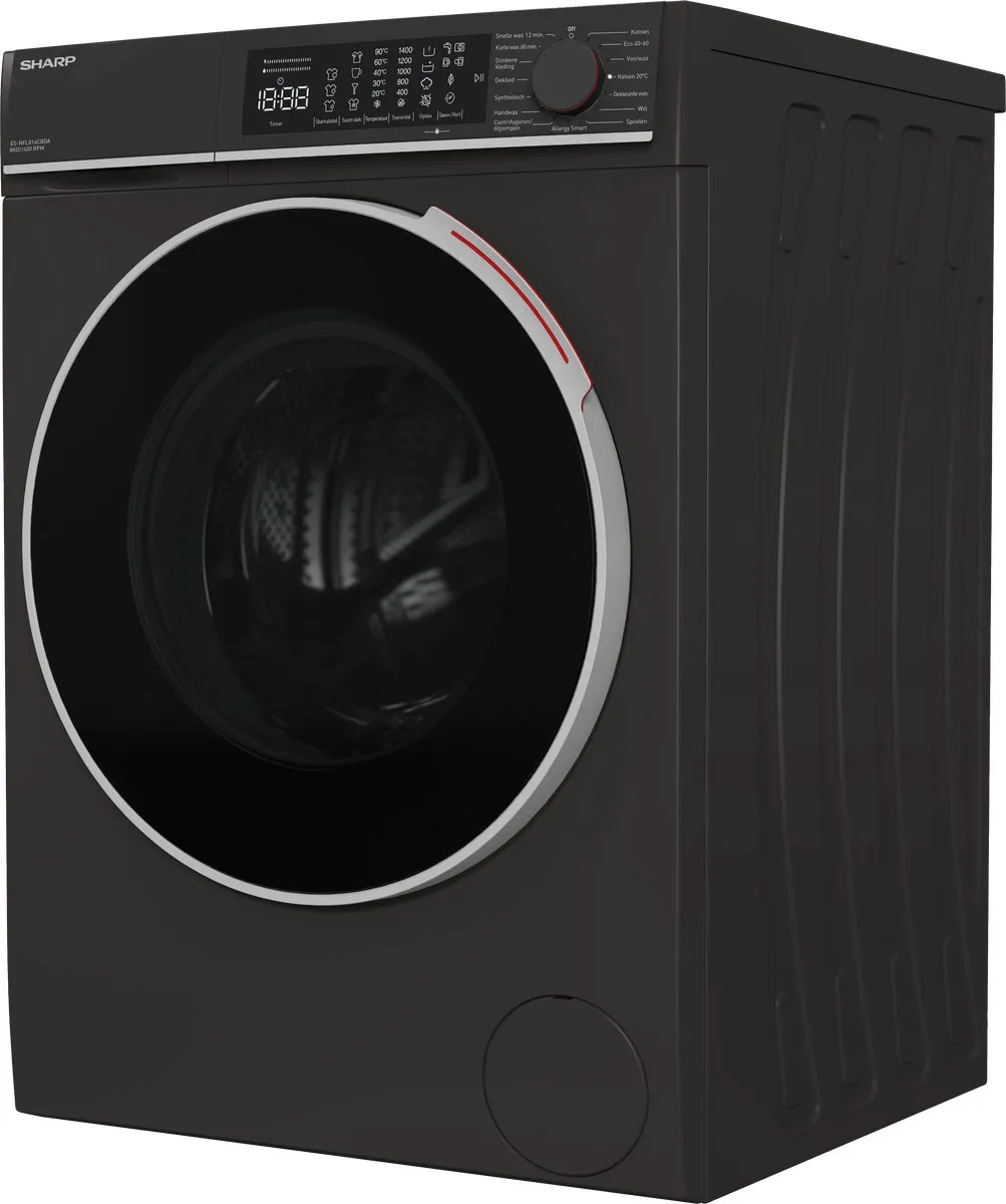 Sharp ESNFL814CBDABX Wasmachine 8kg 1400 toeren - Mat Zwart