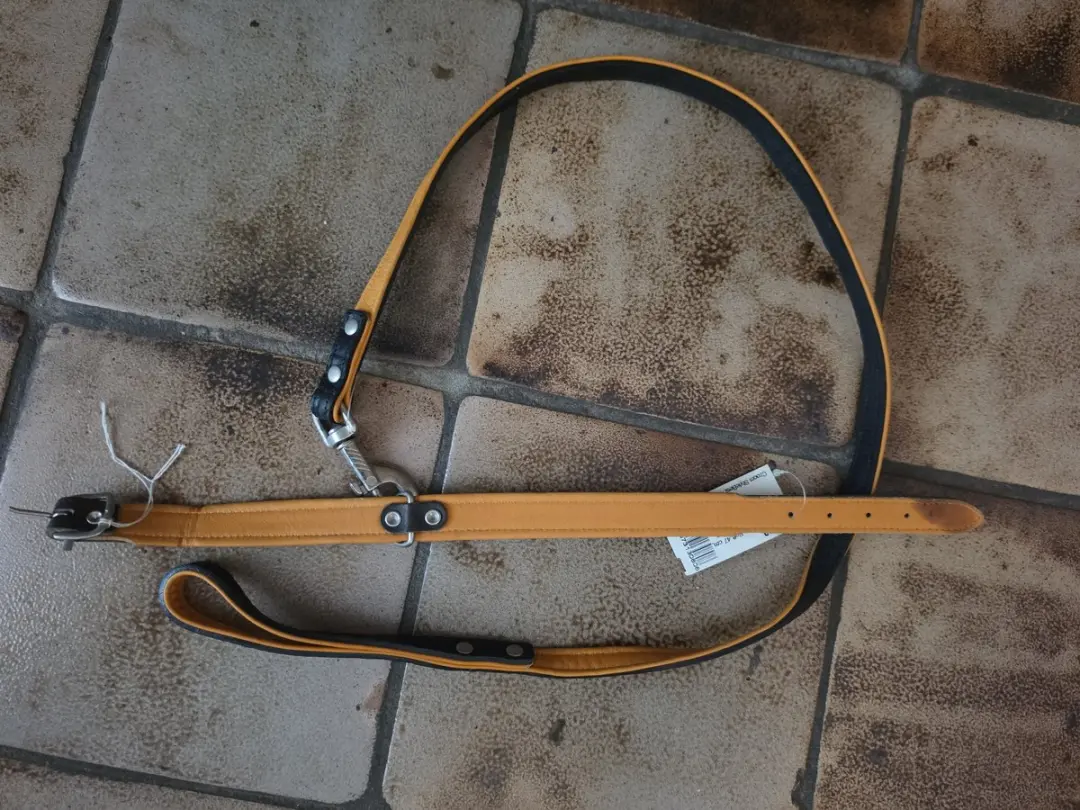 Hunter Halsband + Lijn Super Soft Nappa Cognac - 47cm / 1m / 1,5cm