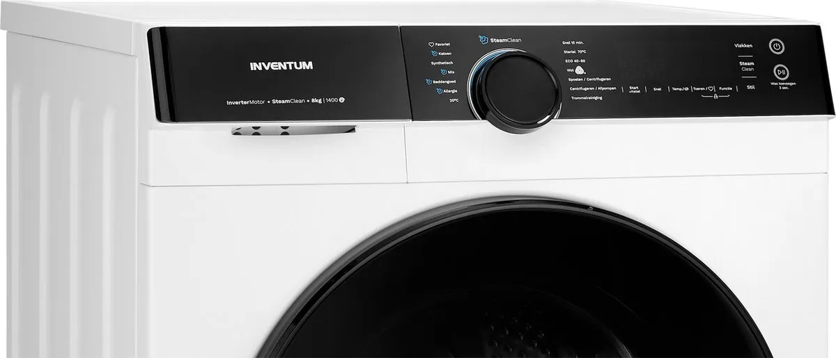 Inventum VWM8010W Wasmachine 8kg - 14 Programma's - 1400 Toeren - Wit/Zwart