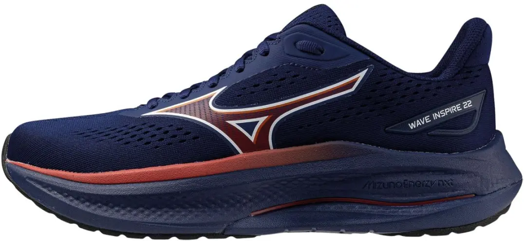 Mizuno Wave Inspire 22 Heren Hardloopschoenen - 41 - Donkerblauw/Rood - afbeelding 6 van 6