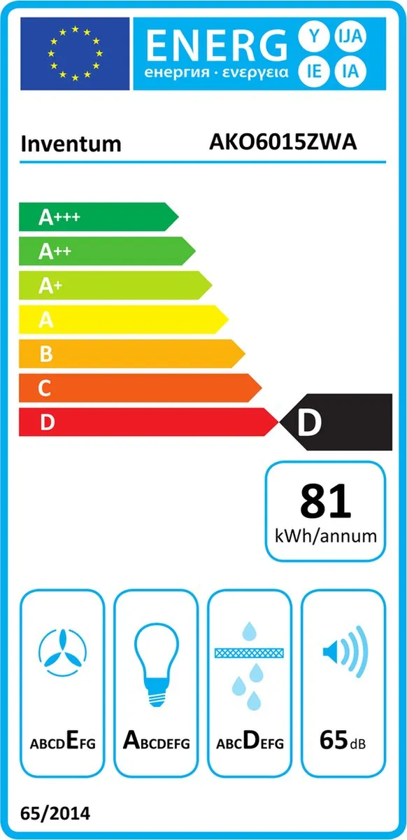 Inventum AKO6015ZWA Onderbouw Afzuigkap 60cm - 350m³/h - Zwart