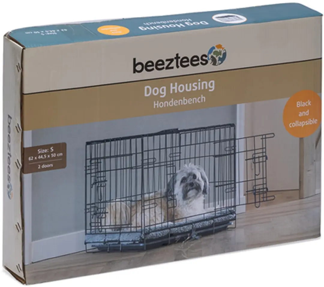 Beeztees Hondenbench S - 2 Deuren - 62x44,5x50cm - Zwart