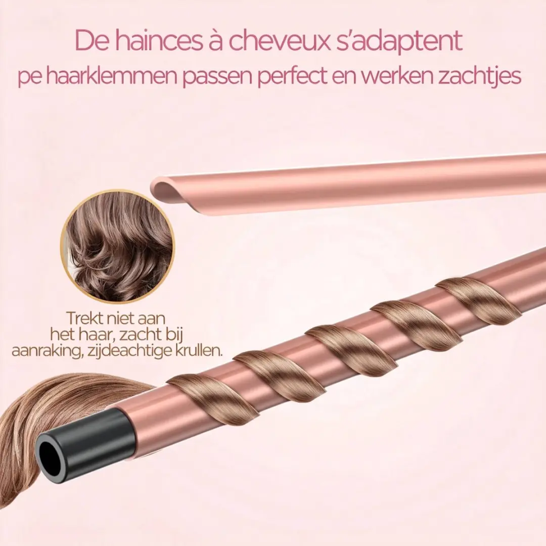 ECTEATOY Professionele Krultang 9mm - Keramisch & Toermalijn - 140-230°C - Roségoud