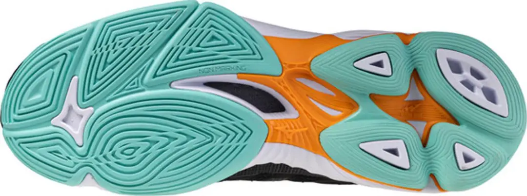 Mizuno Wave Voltage Mid Zaalschoenen 44 - Zwart/Wit/Oranje/MintGroen
