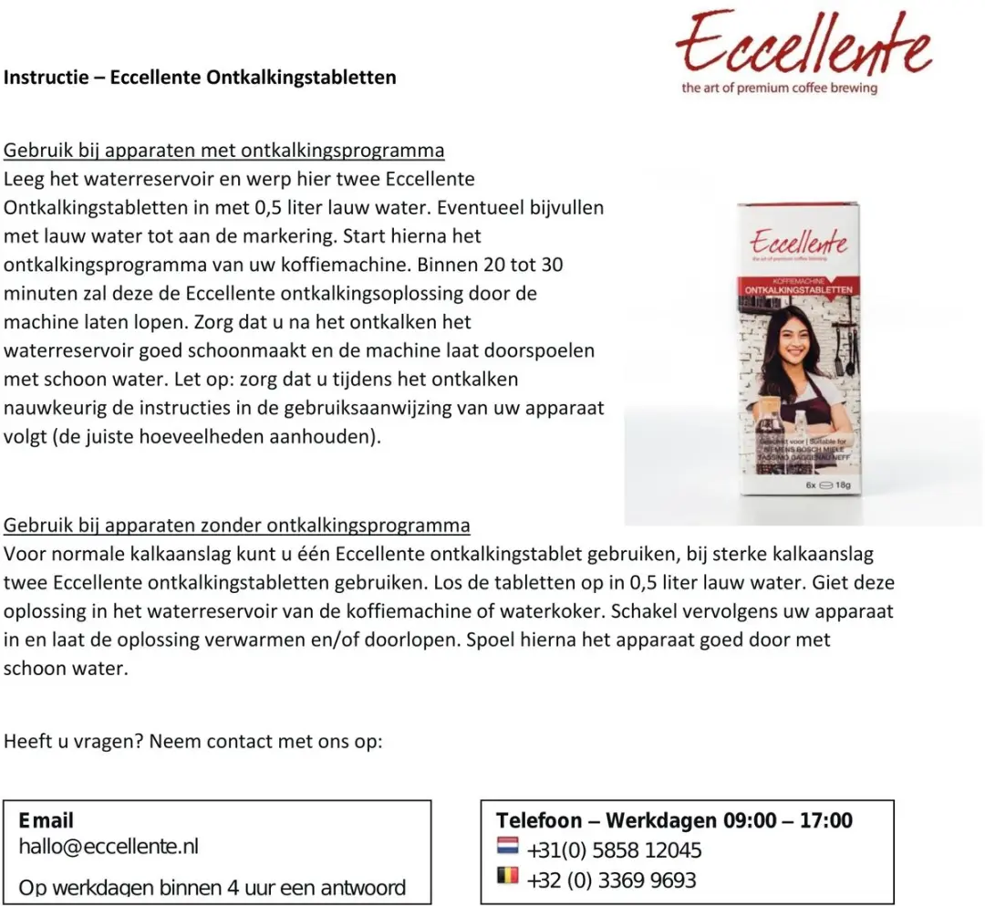 Eccellente Ontkalkingstabletten E-0431 - 12 Stuks 18g - o.a. Siemens
