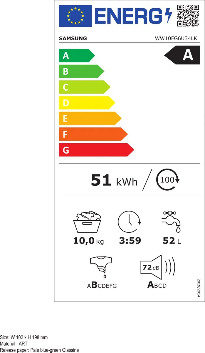 Samsung WW10FG6U34LK wasmachine Voorlader 10 kg 1351 RPM Wit
