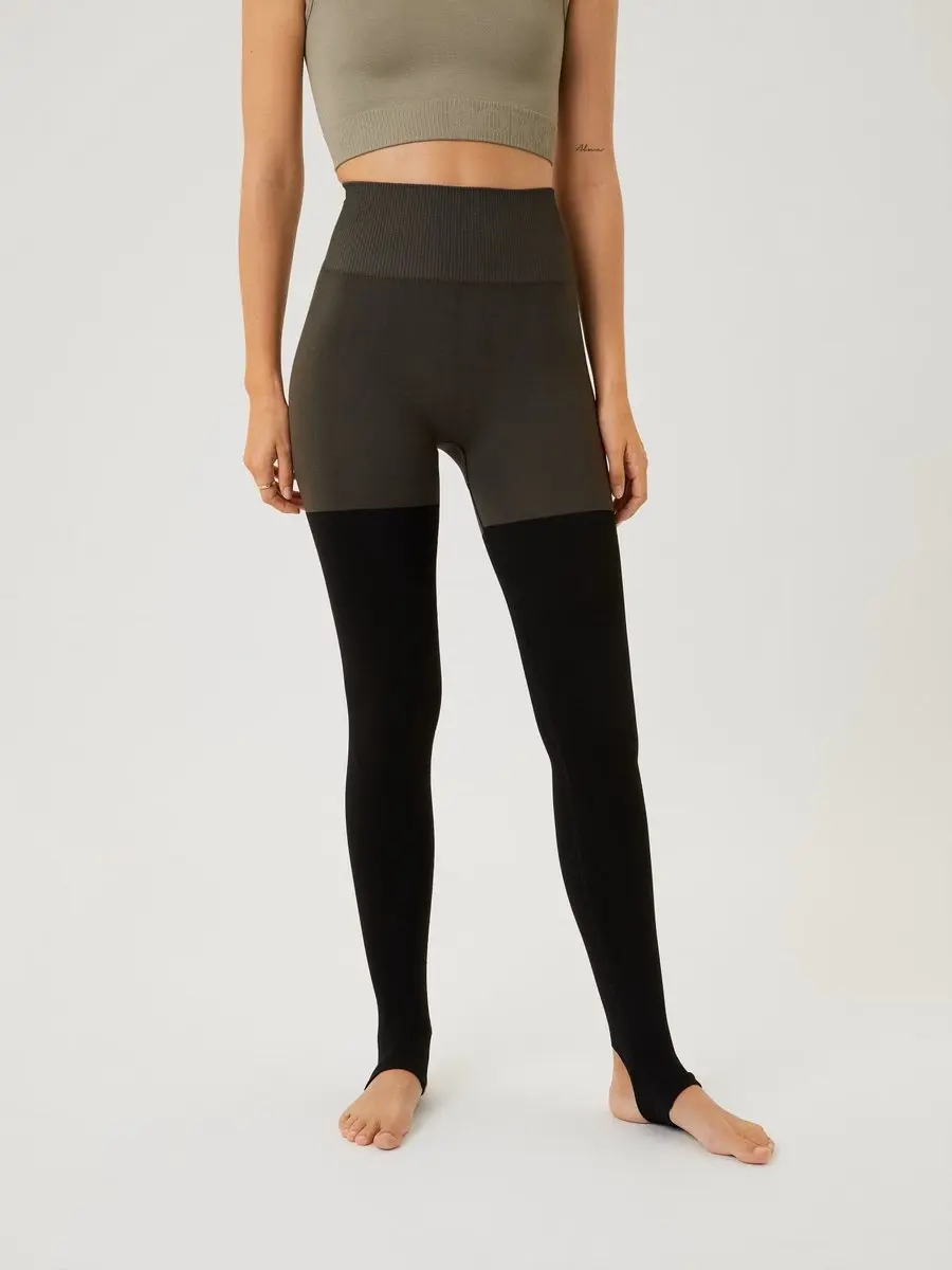 Björn Borg Sthlm Seamless Open Heel Tights - Groen/Multicolor/Zwart - S/M