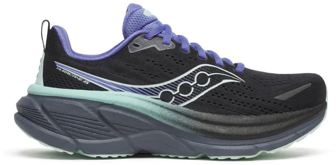 Saucony Hurricane 25 Hardloopschoenen Dames - 36 - Zwart/donkergrijs/paars/lichtblauw