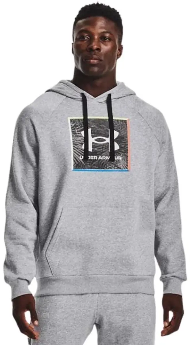 Under Armour UA Rival FLC Graphic Hoodie Heren - Grijs - 2XL