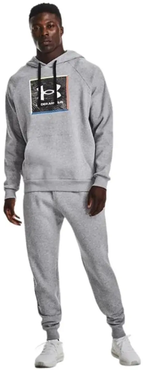 Under Armour UA Rival FLC Graphic Hoodie Heren - Grijs - 2XL