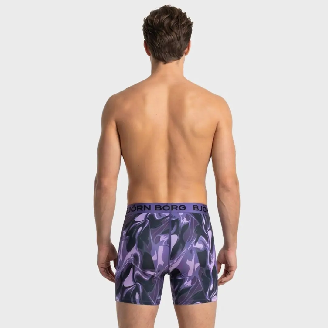 Björn Borg Heren Sports 3P Boxers Basic Print Paars & Zwart